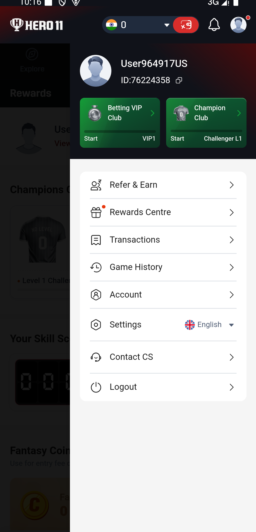 Hero11 reward conditions: 30 Bonus for friend sign-up and ₹80 Cash after qualifying activity