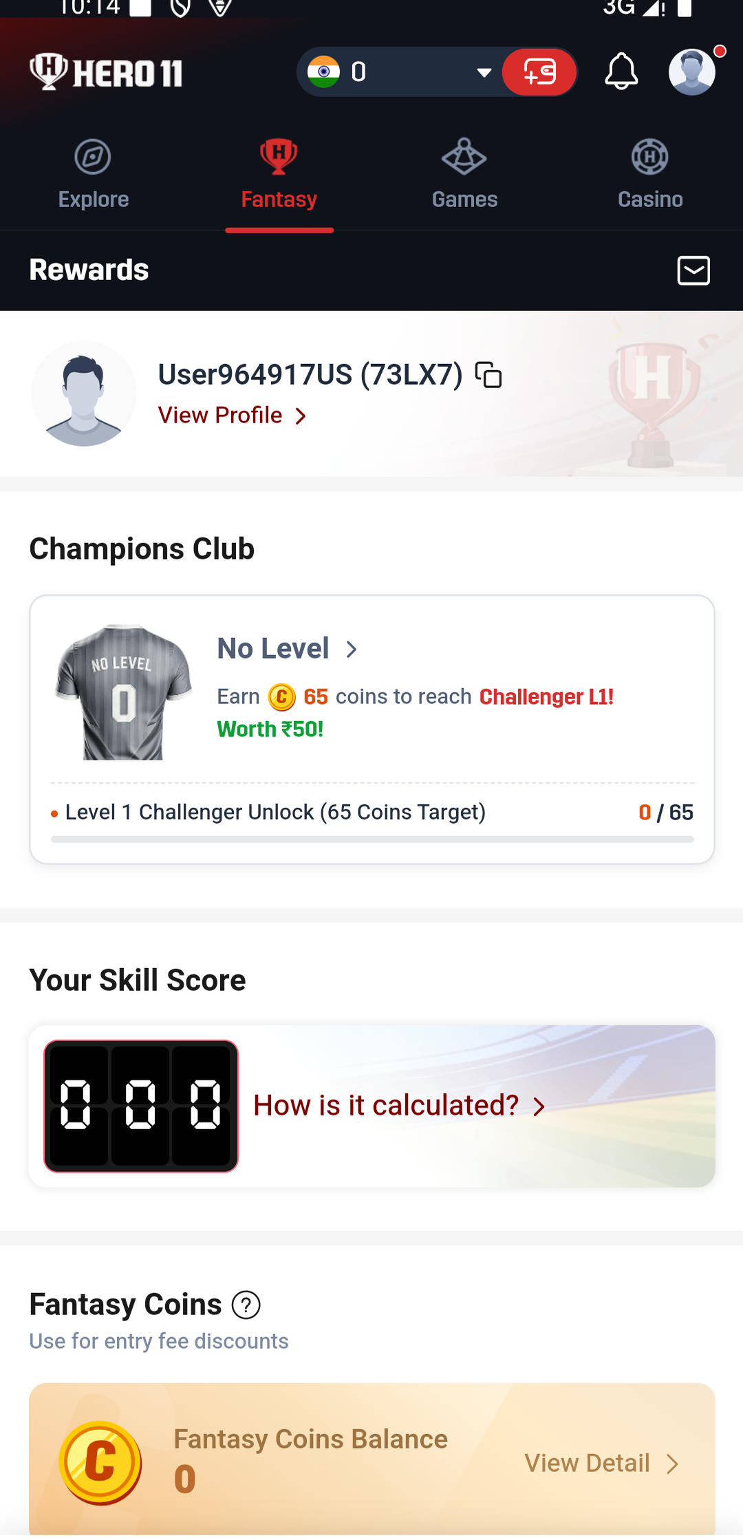 Hero11 Refer and Earn overview with Bonus and Cash Rewards balances and a Refer Now button